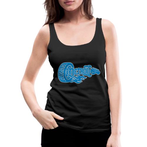 The D® - Detroit Wheel Guitar with Flames Bl Slvr - Women's Premium Tank Top