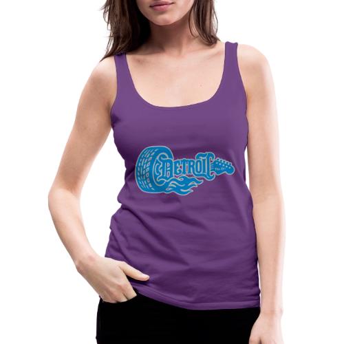 The D® - Detroit Wheel Guitar with Flames Bl Slvr - Women's Premium Tank Top