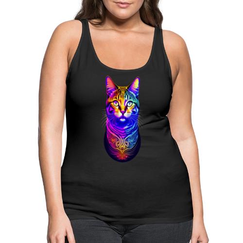 Colorful Psychedelic Cat - Women's Premium Tank Top