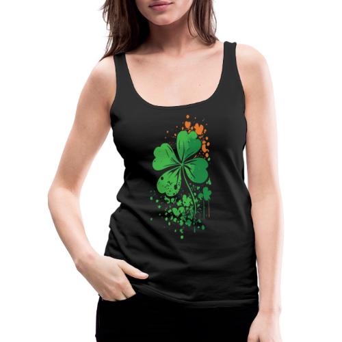 4 Leaf Clover St. Patrick's Day Paint Splatter - Women's Premium Tank Top
