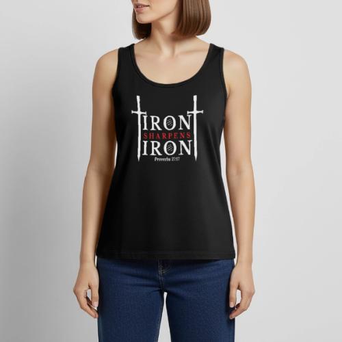 Iron Sharpens Iron - Proverbs 27:17 (White & Red) - Women's Premium Tank Top