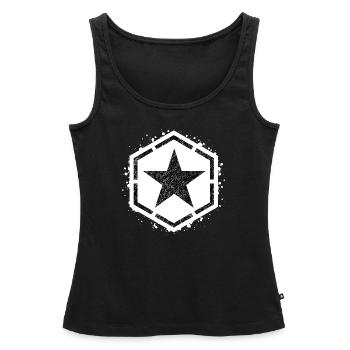 Sponge stencil Star inside hexagon - Women's Premium Tank Top - black - Front - AI Model Female 180 light (180cm)