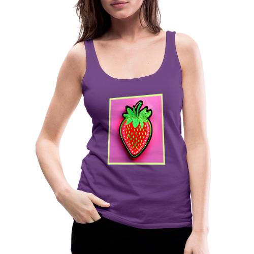 Vibrant Strawberry Neon Sign - Women's Premium Tank Top