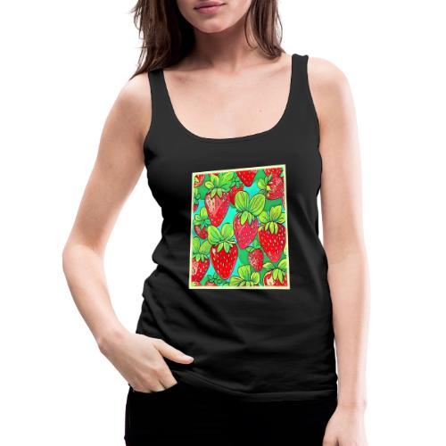 Strawberry Pop Art Pattern - Women's Premium Tank Top