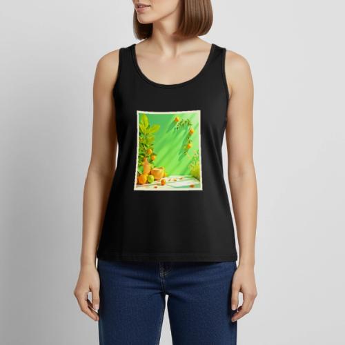 Vibrant Orange Green Still Life Design - Women's Premium Tank Top