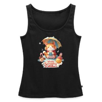 Winter Snuggles Whiskers Cat Cozy - Women's Premium Tank Top - black - Front - AI Model Female 180 light (180cm)