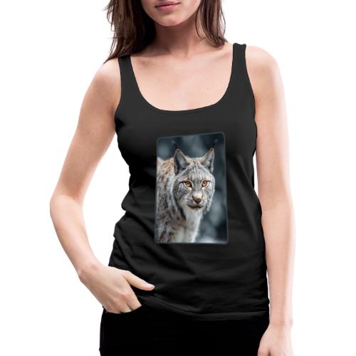 Lynx Portrait Piercing Eyes Design - Women's Premium Tank Top