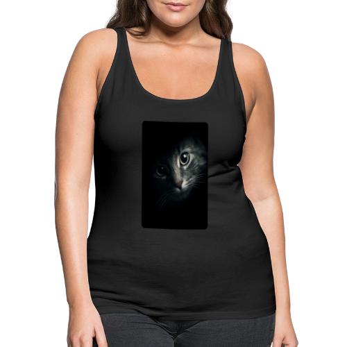 Cat Face in Shadow Close-Up Design - Women's Premium Tank Top
