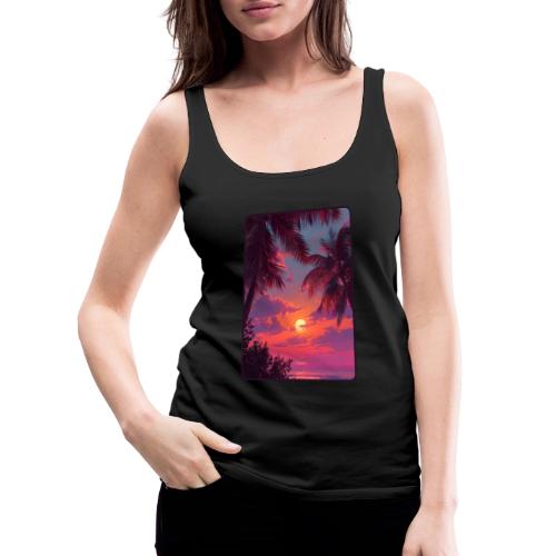 Tropical Sunset Palm Silhouette Design - Women's Premium Tank Top