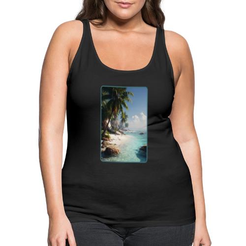 Tropical Beach Paradise Palm Design - Women's Premium Tank Top