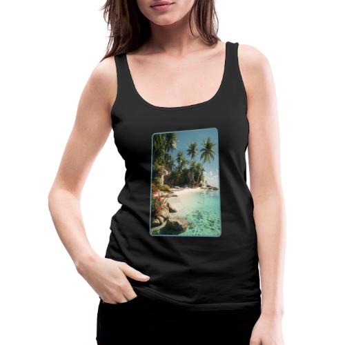 Serene Tropical Beach Floral Design - Women's Premium Tank Top
