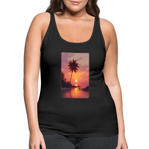 Tropical Beach Sunset Palm Design - Women's Premium Tank Top