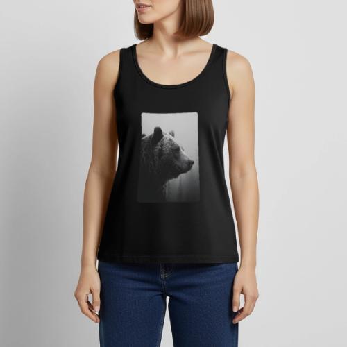 Grizzly Bear Black White Portrait Design - Women's Premium Tank Top