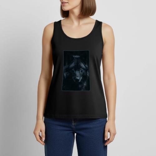 Black Wolf Intense Eyes Portrait Design - Women's Premium Tank Top