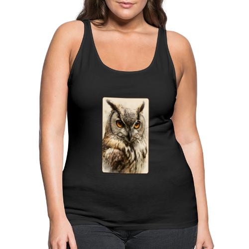 Great Horned Owl Watercolor Design - Women's Premium Tank Top