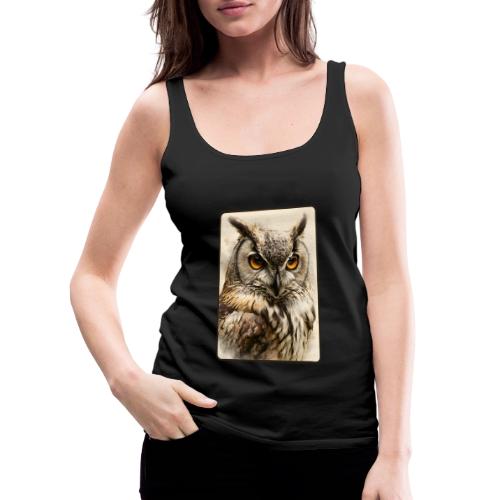 Great Horned Owl Watercolor Design - Women's Premium Tank Top