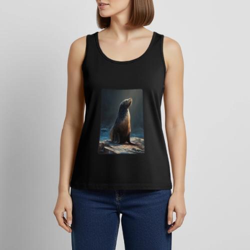 Fur Seal Artistic Shore Portrait Design - Women's Premium Tank Top