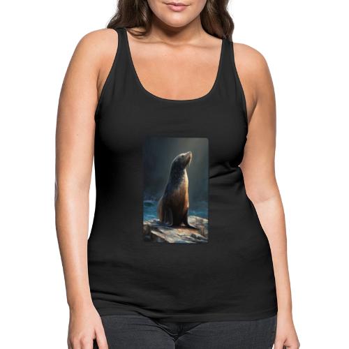 Fur Seal Artistic Shore Portrait Design - Women's Premium Tank Top