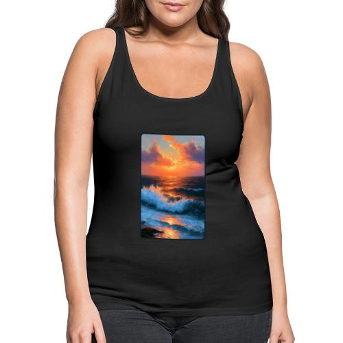 Sunset Storm Waves Oil Painting - Women's Premium Tank Top