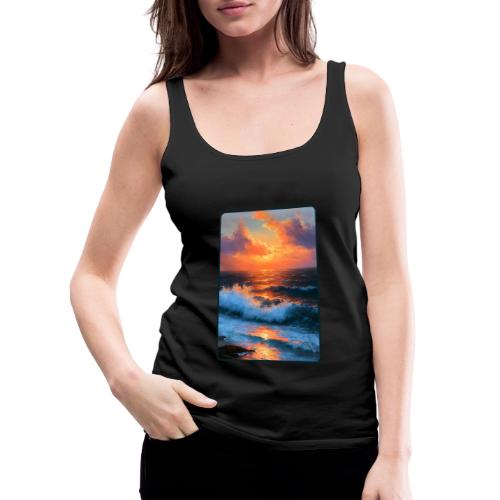 Sunset Storm Waves Oil Painting - Women's Premium Tank Top