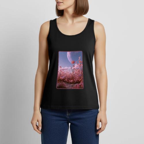 Cosmic Moon & Cosmos Flowers Art - Women's Premium Tank Top