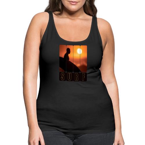 Surfing: Sunset Surf Panels - Women's Premium Tank Top
