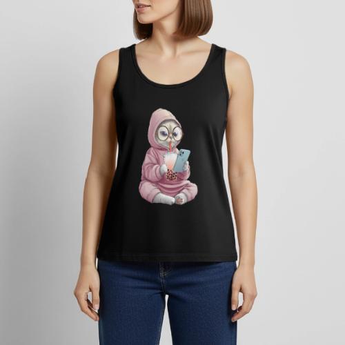 Cool Cat Bubble Tea Cartoon Design - Women's Premium Tank Top