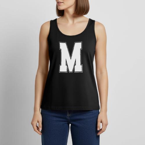 White Letter M – Varsity Alphabet Monogram - Women's Premium Tank Top