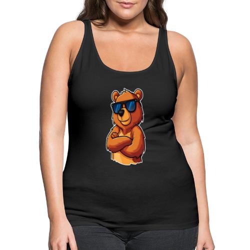 Cool Bear Sunglasses Cartoon Design - Women's Premium Tank Top