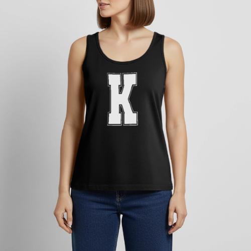 White Letter K – Varsity Alphabet Monogram - Women's Premium Tank Top