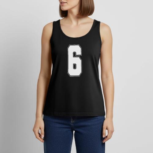 White Number 6 – Varsity Font - Women's Premium Tank Top