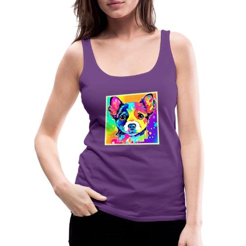 Vivid Puppy Vibes Art Design - Women's Premium Tank Top
