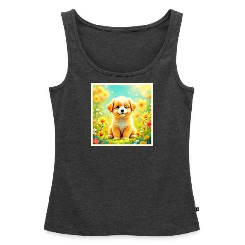 Cute Puppy Flower Art - Women's Premium Tank Top