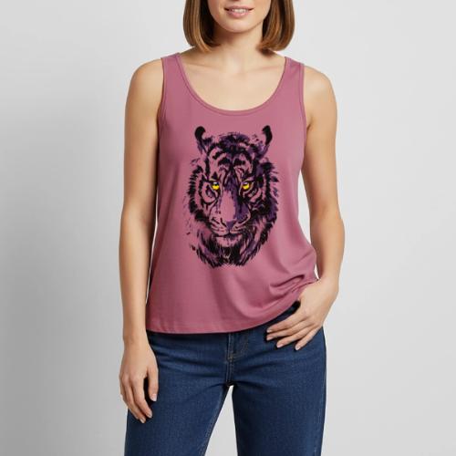 Purple Tiger Head Portrait Drawing - Tiger Purple - Women's Premium Tank Top
