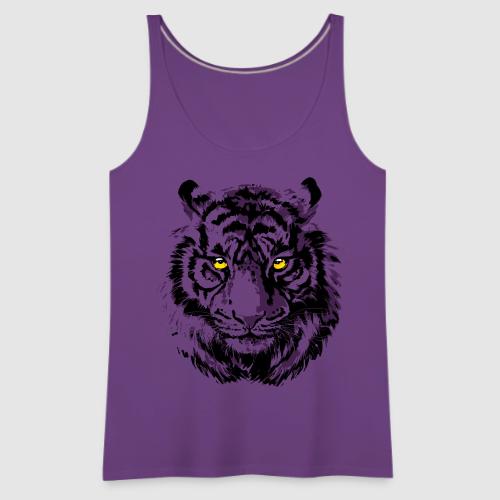 Purple Tiger Head Portrait Drawing - Tiger Purple - Women's Premium Tank Top