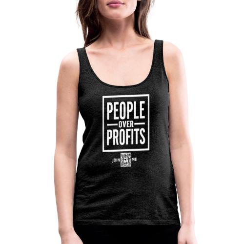 People Over Profits (white, front-facing) - Women's Premium Tank Top