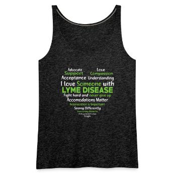 Lyme Disease Awareness Support Heart - Women's Premium Tank Top - charcoal grey - Front