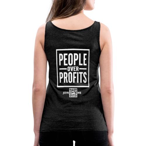 People Over Profits (white, back-facing) - Women's Premium Tank Top