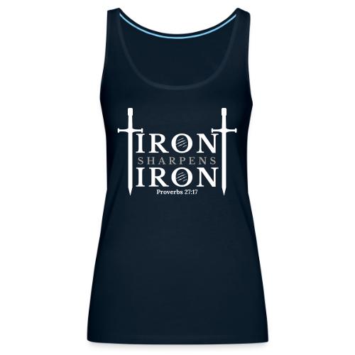 Iron Sharpens Iron - Proverbs 27:17 (White & Grey) - Women's Premium Tank Top