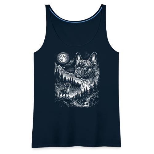 Vintage French Bulldog Moon Howling Tee - Women's Premium Tank Top