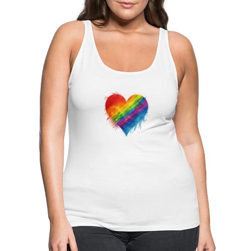 Watercolor Rainbow Pride Heart - LGBTQ LGBT Pride - Women's Premium Tank Top