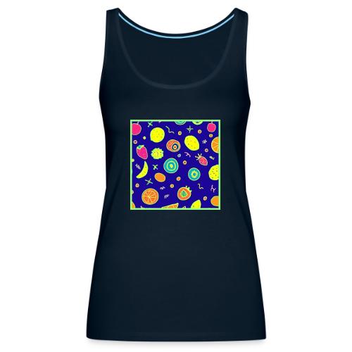 Expressive Neon Fruit Artistry Pattern - Women's Premium Tank Top