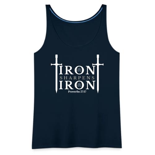 Iron Sharpens Iron - Proverbs 27:17 (White & Grey) - Women's Premium Tank Top