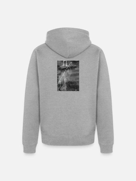 Good Shepherd - Dark Image - Unisex Premium Organic Zip Hoodie - heather grey