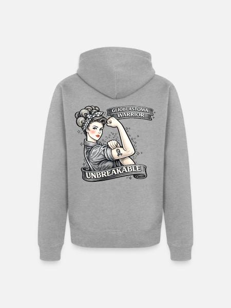 Glioblastoma Warrior: Unbreakable - Unisex Premium Organic Zip Hoodie - heather grey