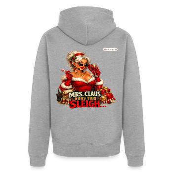Mrs Claus Sleigh Seduction - Unisex Premium Organic Zip Hoodie - heather grey - Back - Nico (187cm)