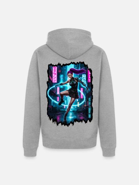 Cyberpunk Aesthetic — Phantom Protocol - Unisex Premium Organic Zip Hoodie - heather grey