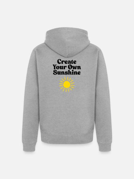 Vivid Sunburst Emblem Design - Unisex Premium Organic Zip Hoodie - heather grey