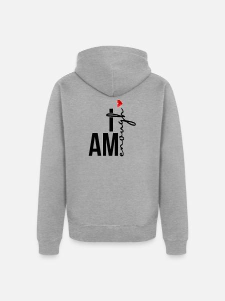 custom design I am Enough - Unisex Premium Organic Zip Hoodie - heather grey