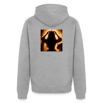 Golden Crowned Queen in Glow - Unisex Premium Organic Zip Hoodie - heather grey - Back - Nico (187cm)